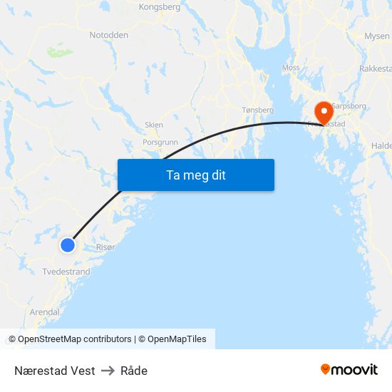 Nærestad Vest to Råde map