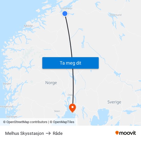 Melhus Skysstasjon to Råde map