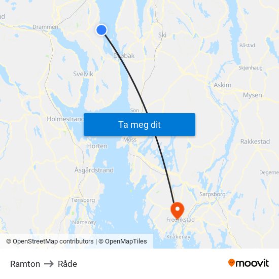 Ramton to Råde map
