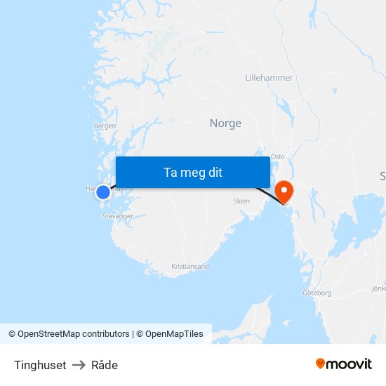 Tinghuset to Råde map