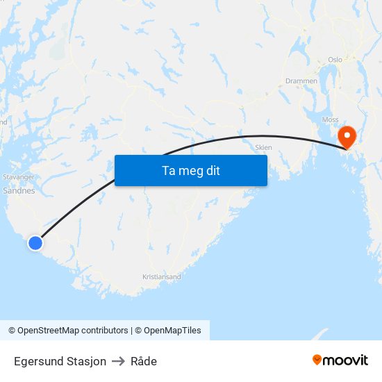 Egersund Stasjon to Råde map