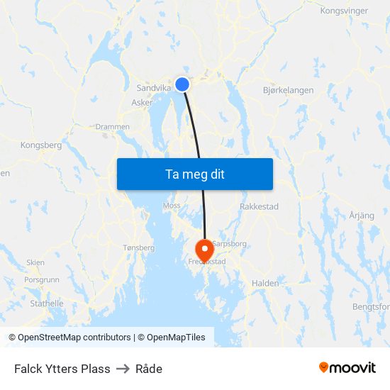 Falck Ytters Plass to Råde map