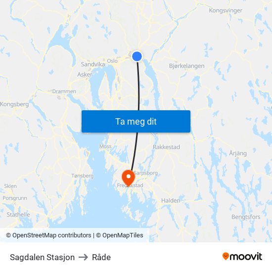 Sagdalen Stasjon to Råde map