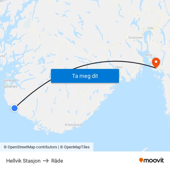 Hellvik Stasjon to Råde map