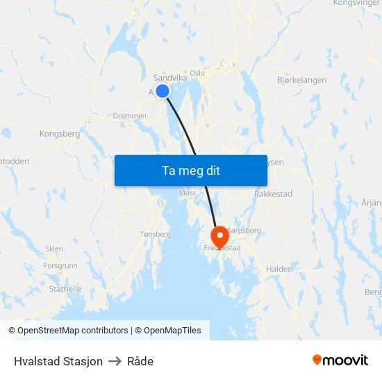 Hvalstad Stasjon to Råde map