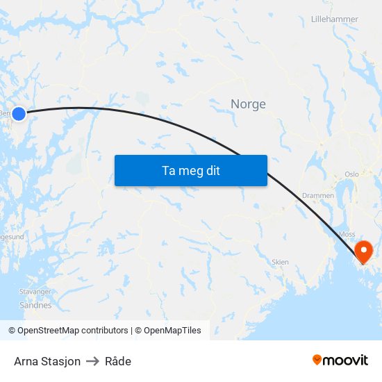 Arna Stasjon to Råde map