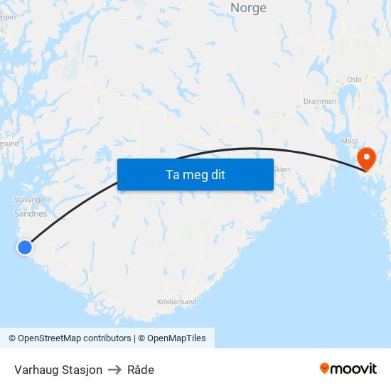 Varhaug Stasjon to Råde map