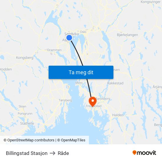 Billingstad Stasjon to Råde map