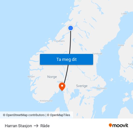 Harran Stasjon to Råde map