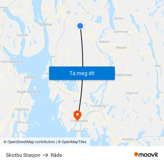 Skotbu Stasjon to Råde map