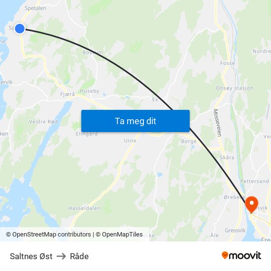 Saltnes Øst to Råde map