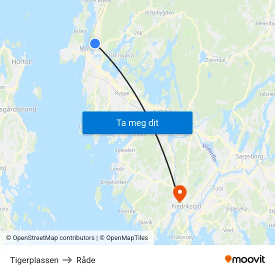 Tigerplassen to Råde map