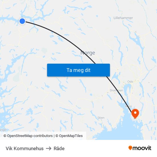 Vik Kommunehus to Råde map