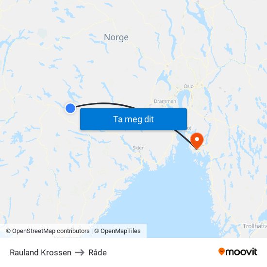 Rauland Krossen to Råde map