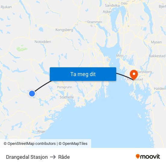 Drangedal Stasjon to Råde map