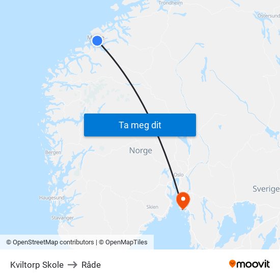 Kviltorp Skole to Råde map