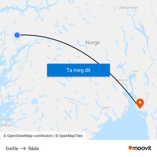 Geitle to Råde map