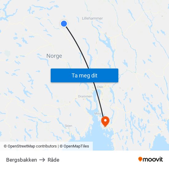 Bergsbakken to Råde map