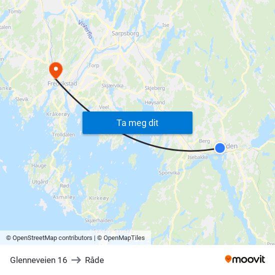 Glenneveien 16 to Råde map