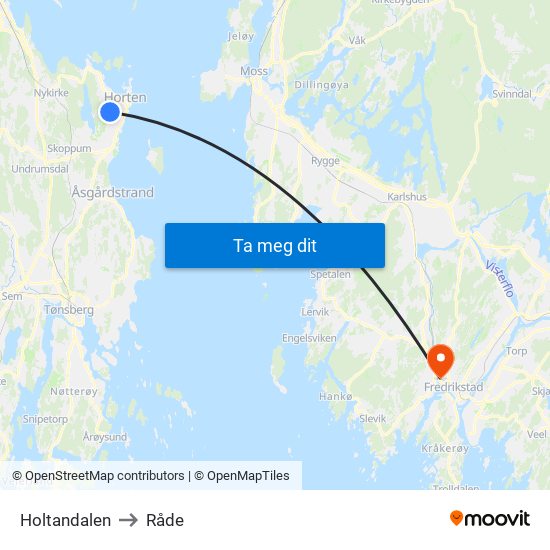 Holtandalen to Råde map