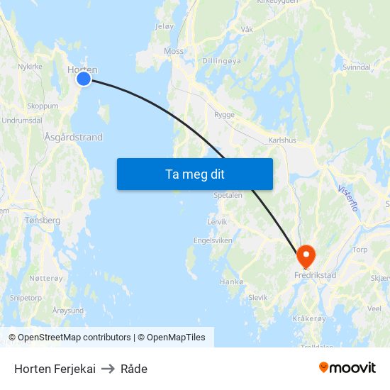 Horten Ferjekai to Råde map