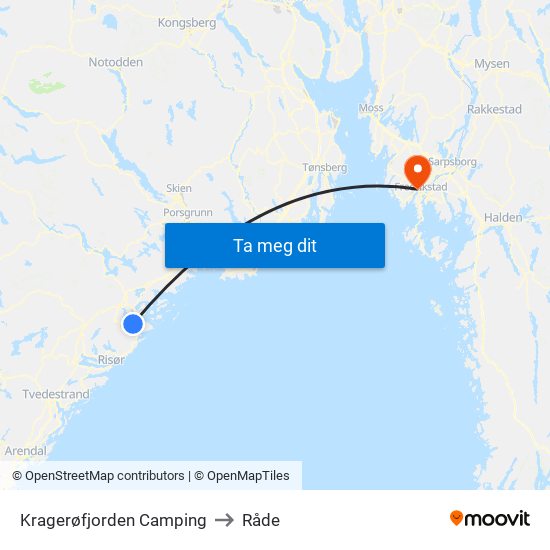 Kragerøfjorden Camping to Råde map