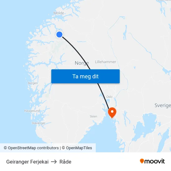 Geiranger Ferjekai to Råde map