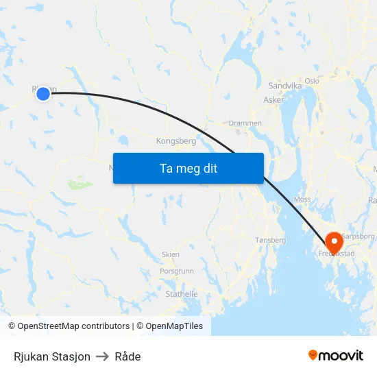 Rjukan Stasjon to Råde map