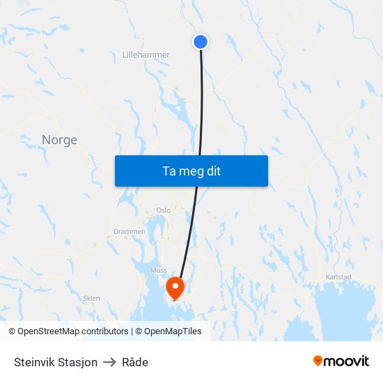 Steinvik Stasjon to Råde map