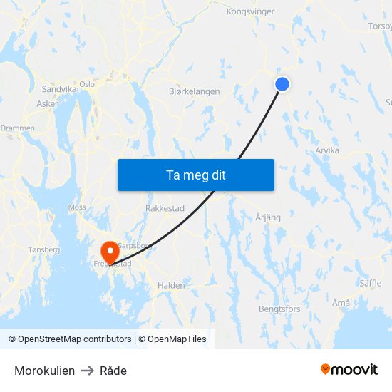 Morokulien to Råde map