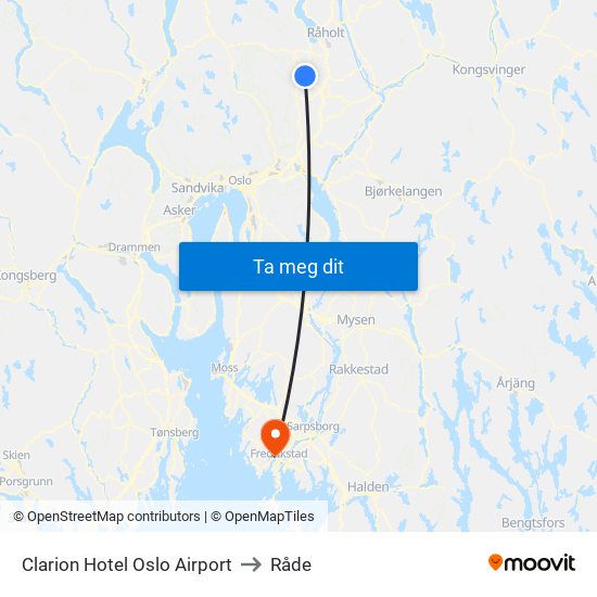 Clarion Hotel Oslo Airport to Råde map