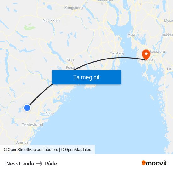 Nesstranda to Råde map