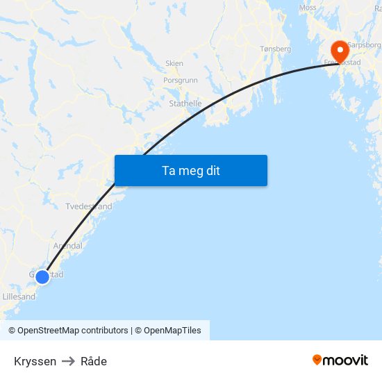 Kryssen to Råde map