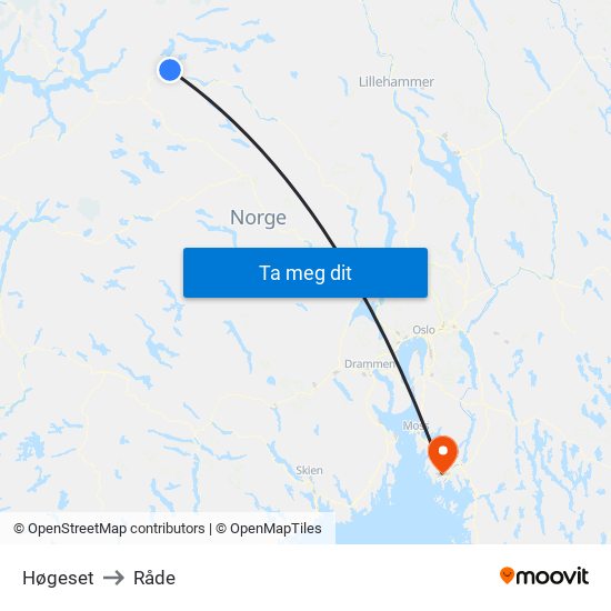 Høgeset to Råde map