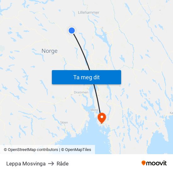 Leppa Mosvinga to Råde map
