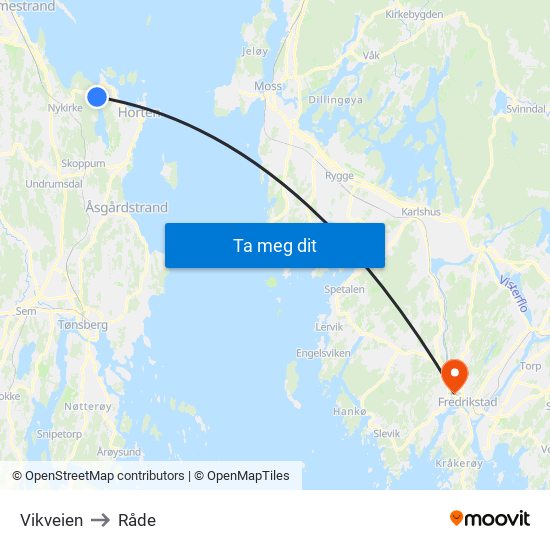 Vikveien to Råde map