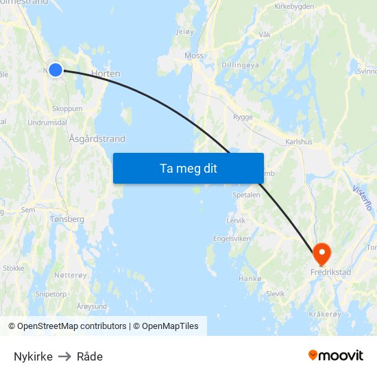 Nykirke to Råde map
