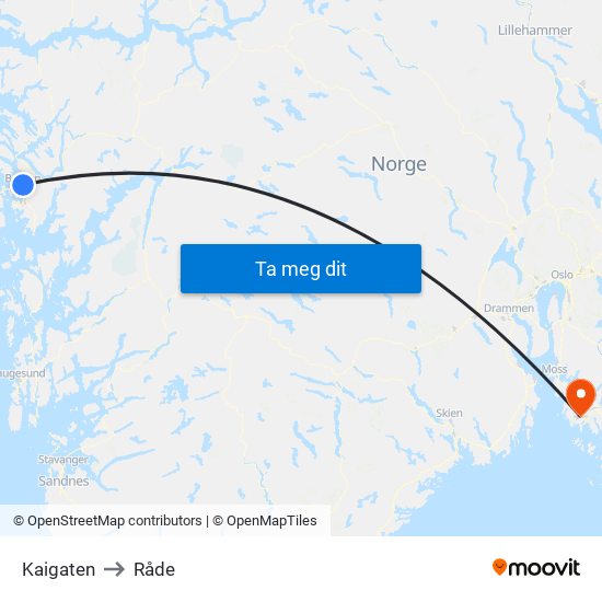 Kaigaten to Råde map