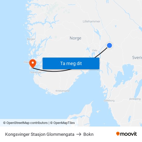 Kongsvinger Stasjon Glommengata to Bokn map