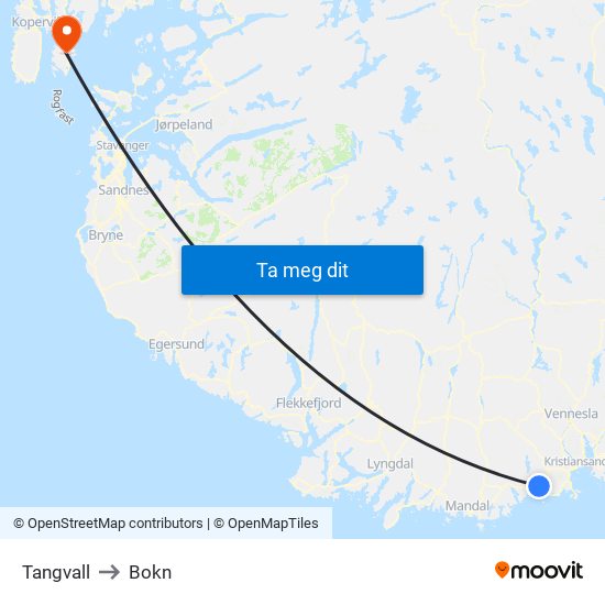 Tangvall to Bokn map