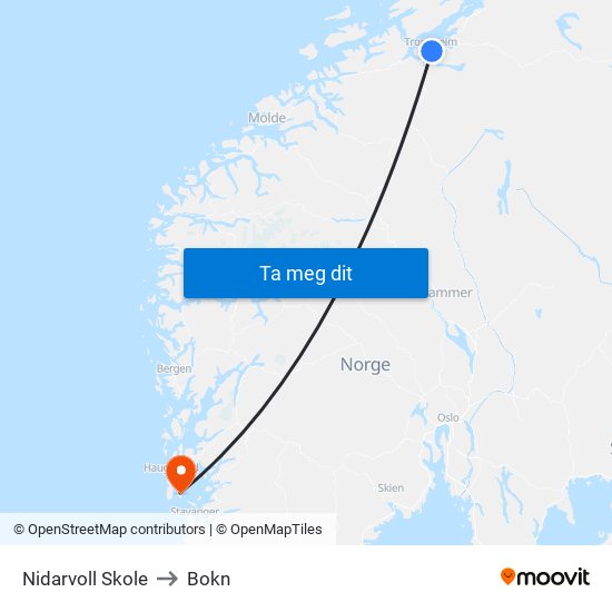 Nidarvoll Skole to Bokn map