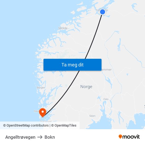 Angelltrøvegen to Bokn map