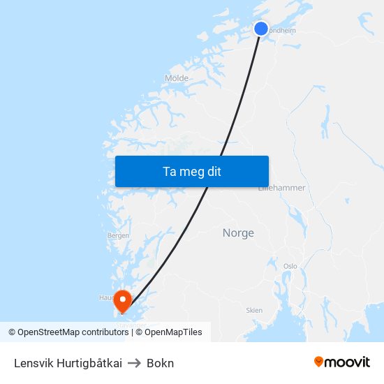 Lensvik Hurtigbåtkai to Bokn map