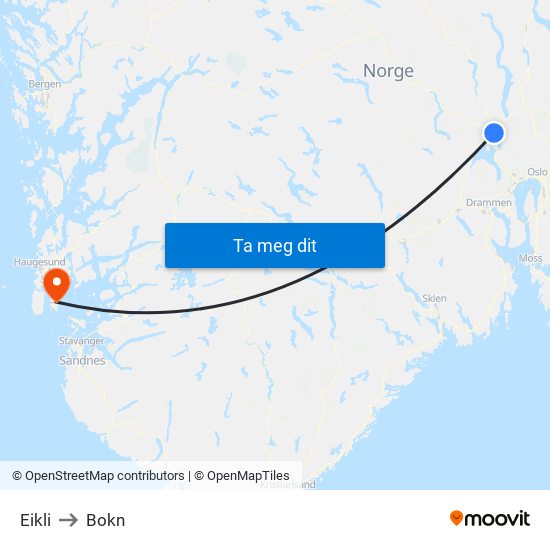 Eikli to Bokn map