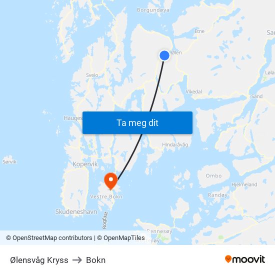 Ølensvåg Kryss to Bokn map