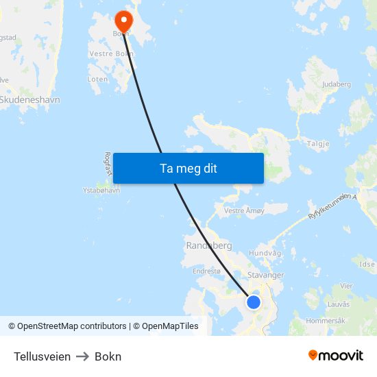 Tellusveien to Bokn map