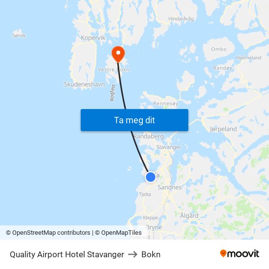 Quality Airport Hotel Stavanger to Bokn map