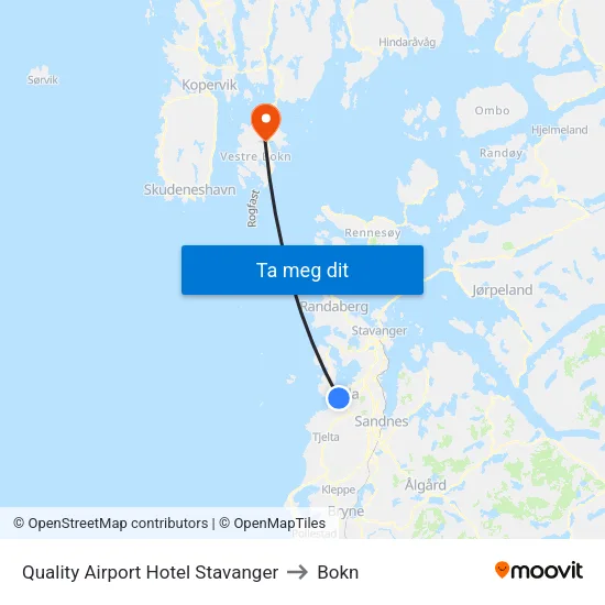 Quality Airport Hotel Stavanger to Bokn map