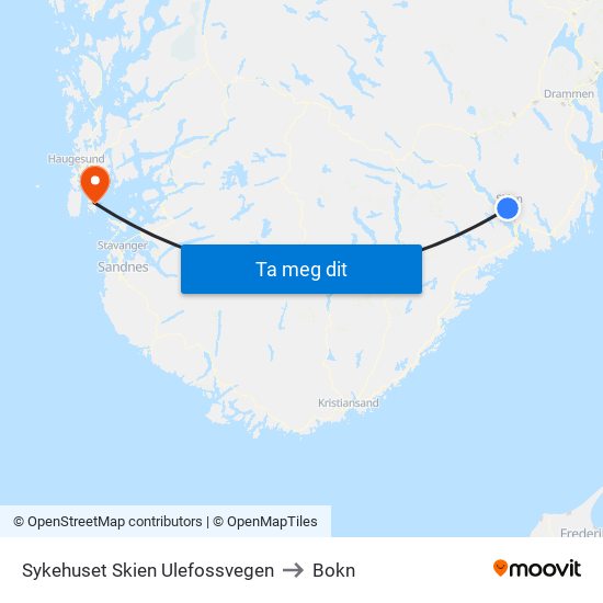 Sykehuset Skien Ulefossvegen to Bokn map