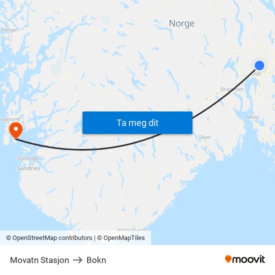 Movatn Stasjon to Bokn map